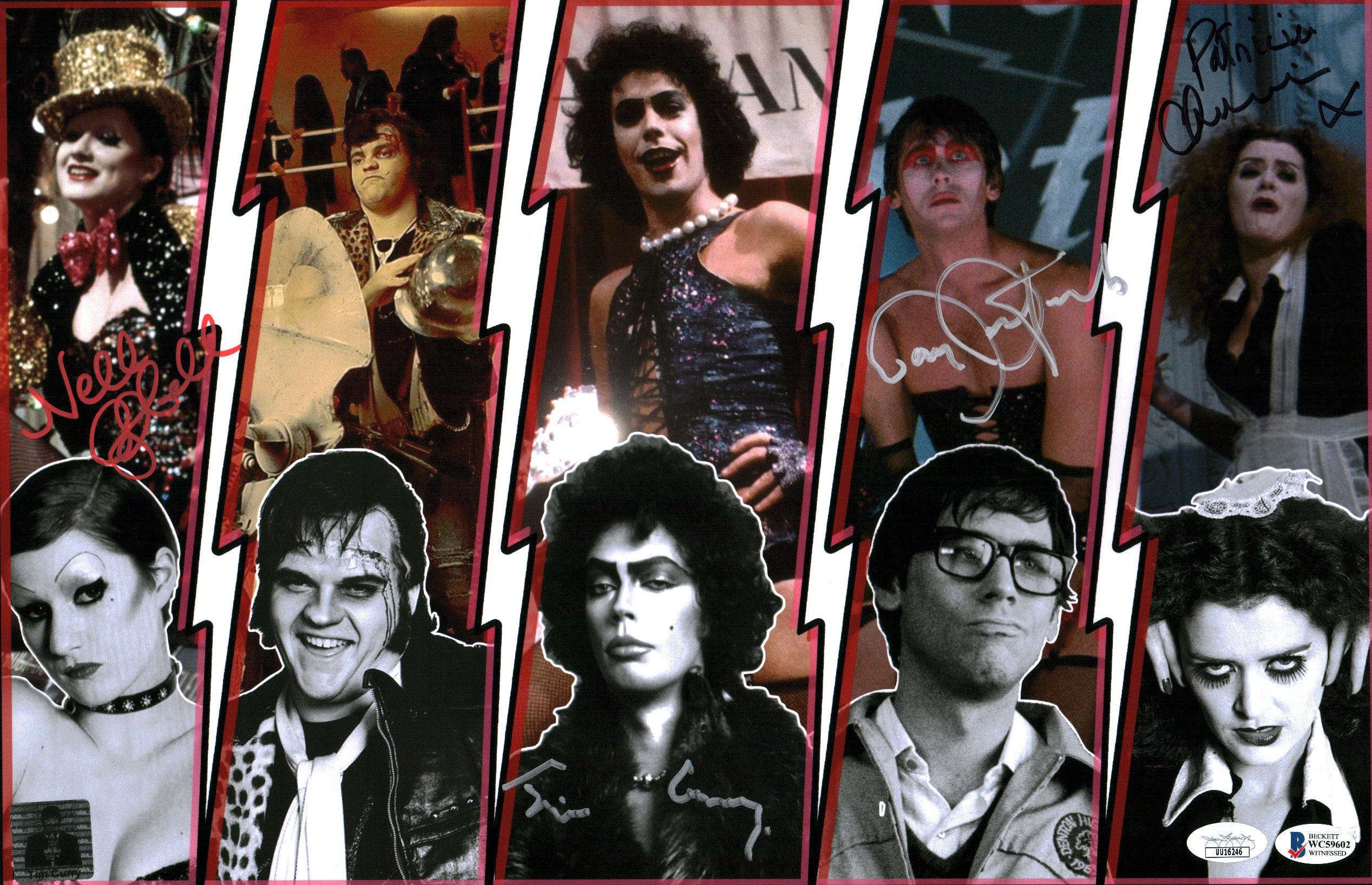 The Rocky Horror Picture Show 11x17 Photo Poster Cast x4 Signed  Bostwick, Campbell, Curry, Quinn JSA Beckett Certified Autograph