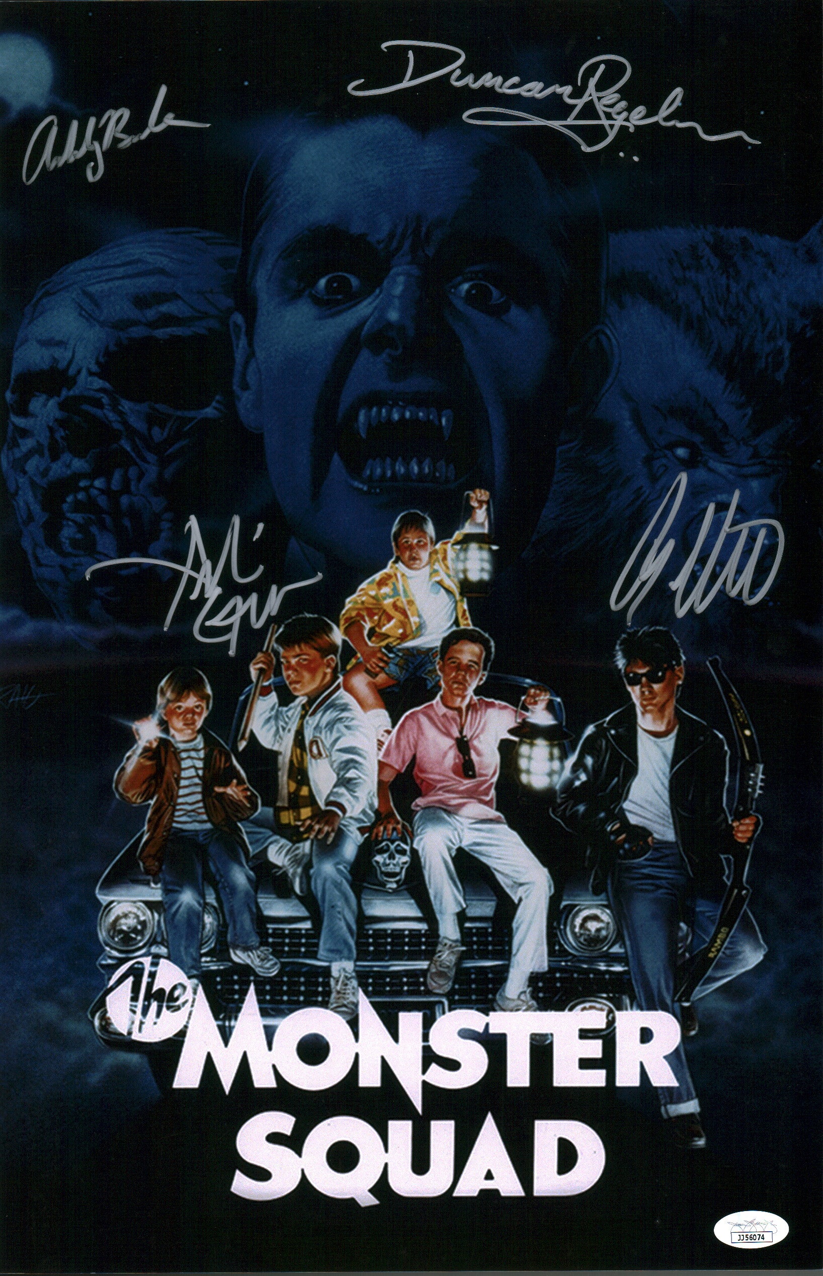 The Monster Squad 11x17 Photo Poster Cast x4 Gower Bank Lambert Regehr Signed JSA Certified Autograph