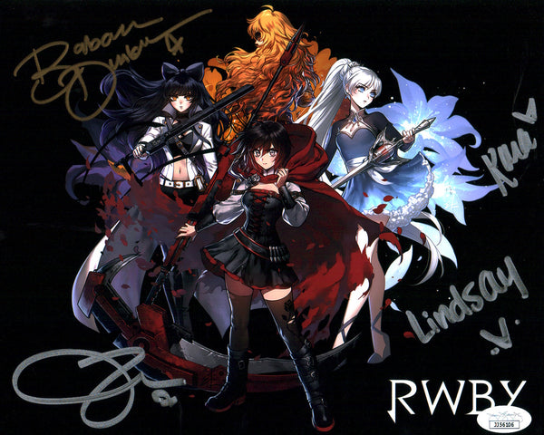 RWBY 8x10 Photo Cast x4 Signed Jones, Dunkelman, Eberle, Zech JSA Certified Autograph