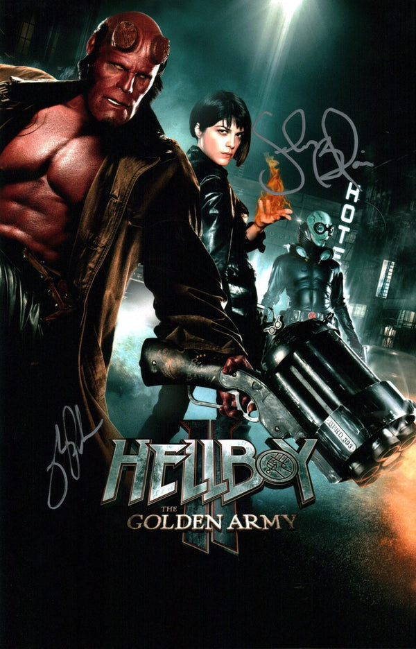 Hellboy 11x17 Photo Poster Cast x2 Signed Selma Blair, Ron Perlman JSA Certified Autograph