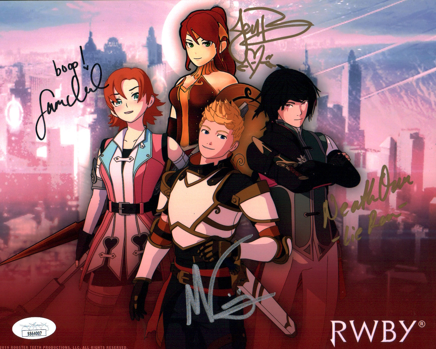 RWBY 8x10 Photo Cast x4 Signed Brown, Oum,Ireland, Luna JSA Certified Autograph