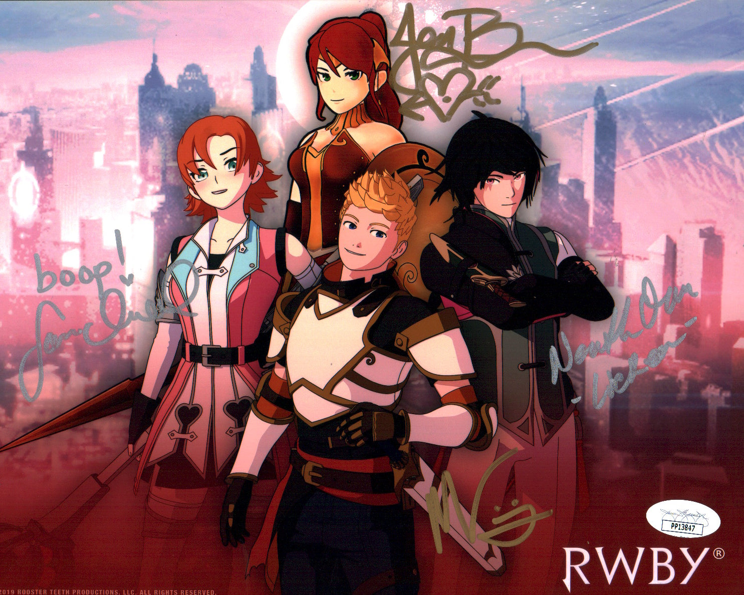 RWBY 8x10 Photo Cast x4 Signed Brown, Oum,Ireland, Luna JSA Certified Autograph