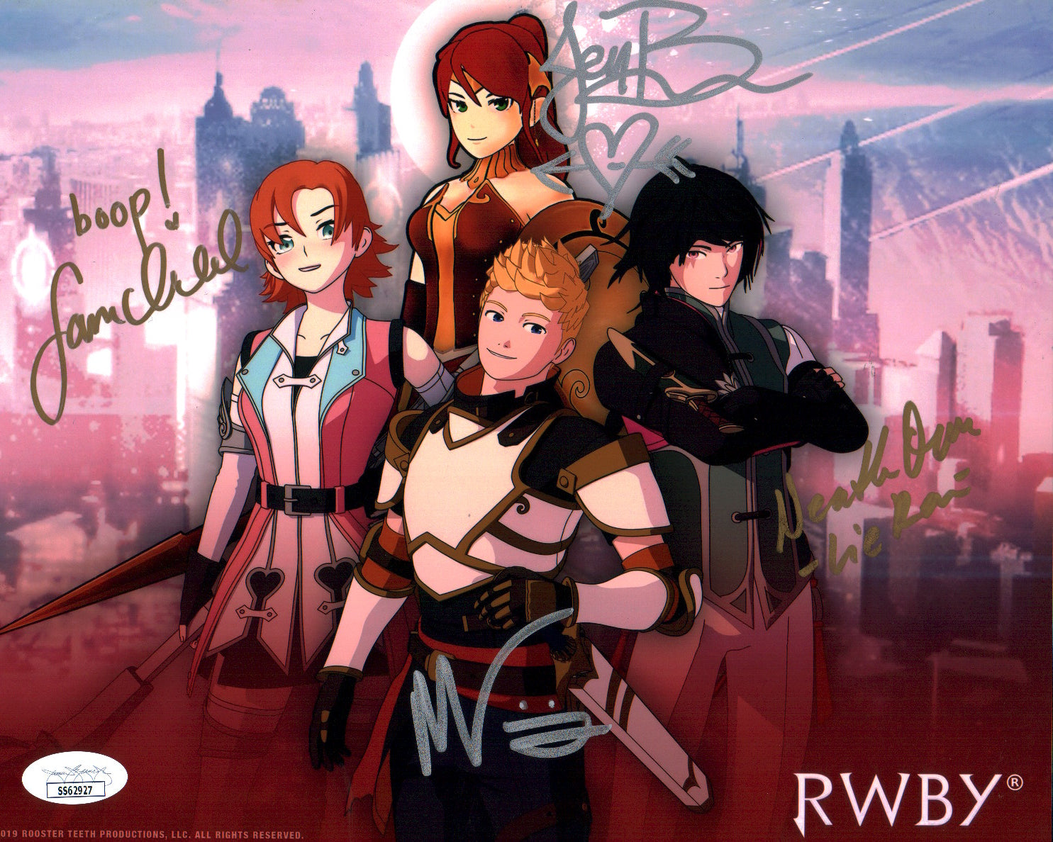 RWBY 8x10 Photo Cast x4 Signed Brown, Oum,Ireland, Luna JSA Certified Autograph