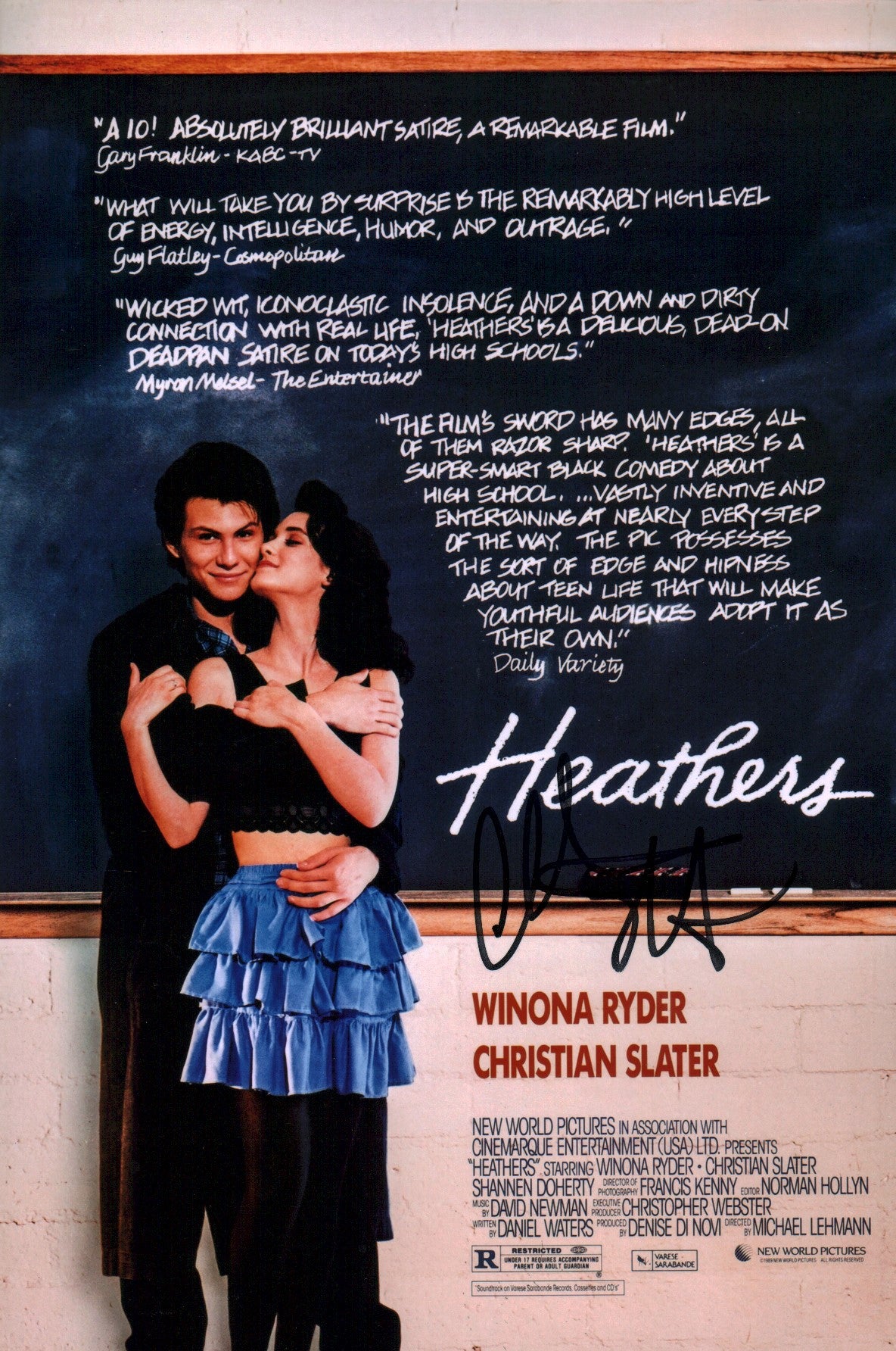 Christian Slater Heathers 8X12 Signed Photo JSA Certified Autograph