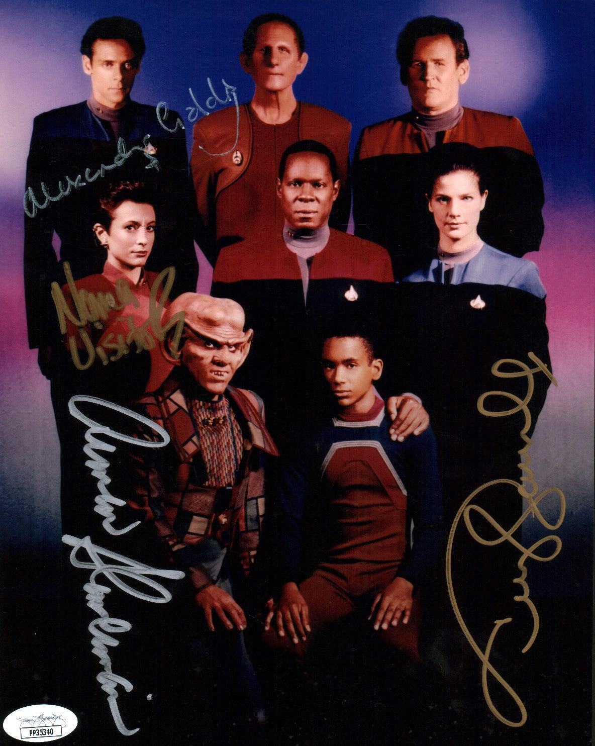 Star Trek: DS9 8x10 Farrell Shimerman Siddig Visitor Signed Photo JSA Certified Autograph