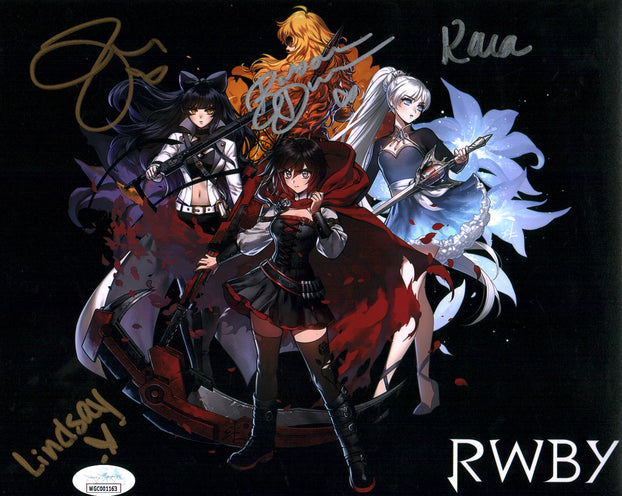 RWBY 8x10 Photo Cast x4 Signed Jones, Dunkelman, Eberle, Zech JSA Certified Autograph GalaxyCon