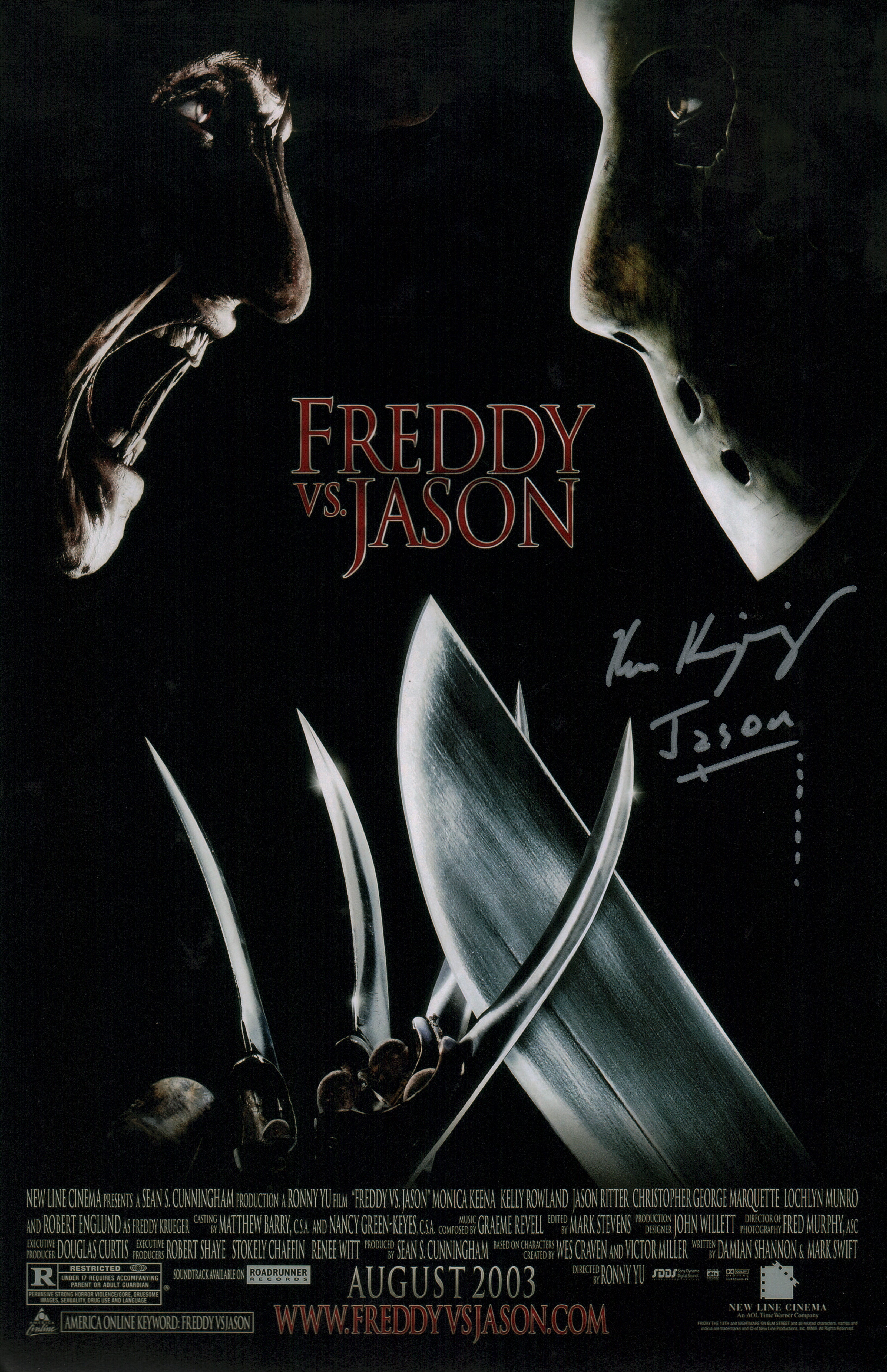 Ken Kirzinger Freddy VS Jason 11x17 Signed Poster JSA Certified Autograph