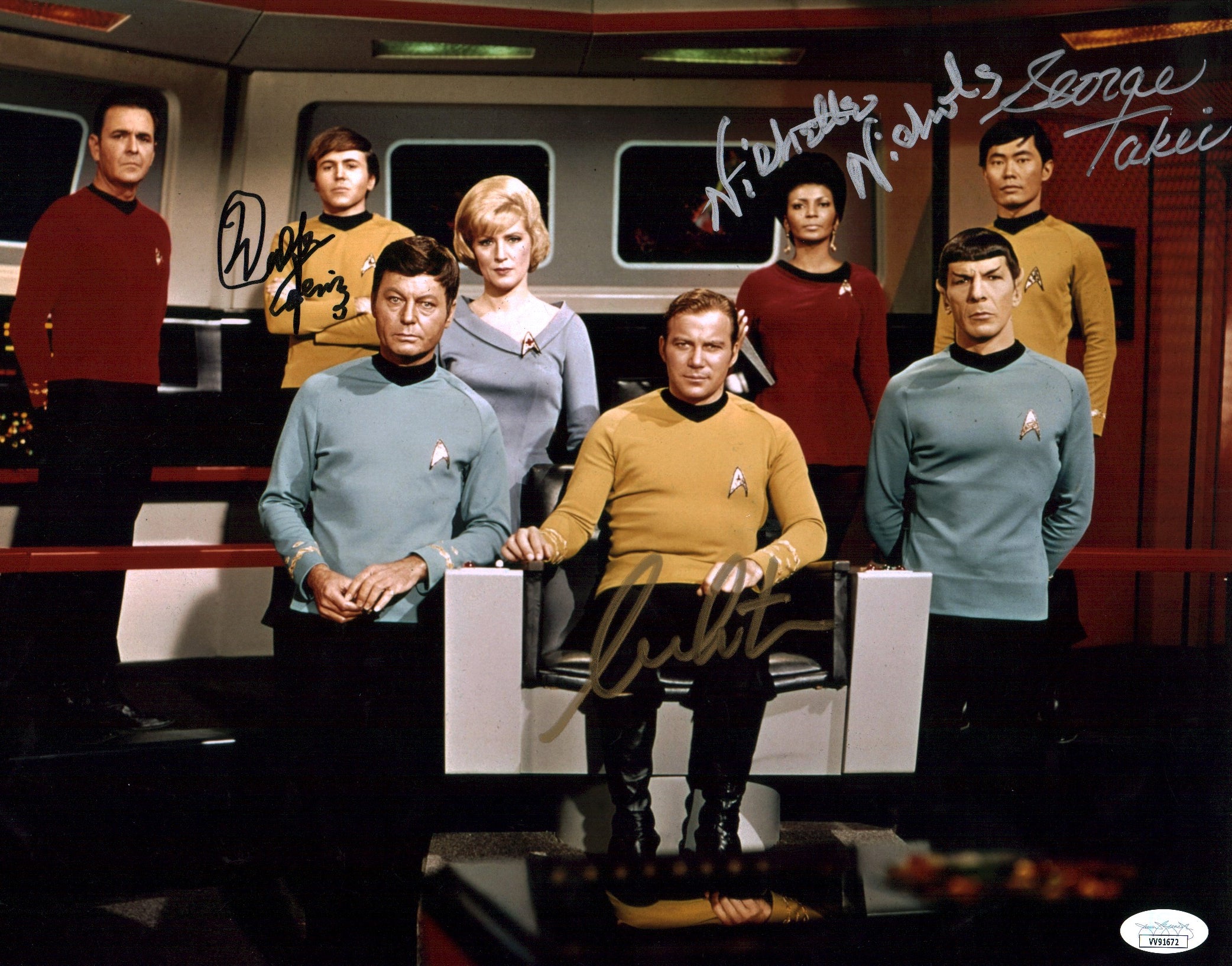 Star Trek 11X14 Photo Poster Signed Autograph Shatner Takei Nichols Koenig JSA Certified COA GalaxyCon