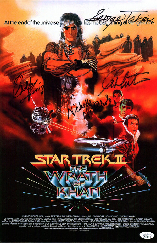 Star Trek II The Wrath Of Khan 11x17 Photo Poster Signed Autograph Koenig Nichols Shatner Takei JSA Certified COA GalaxyCon