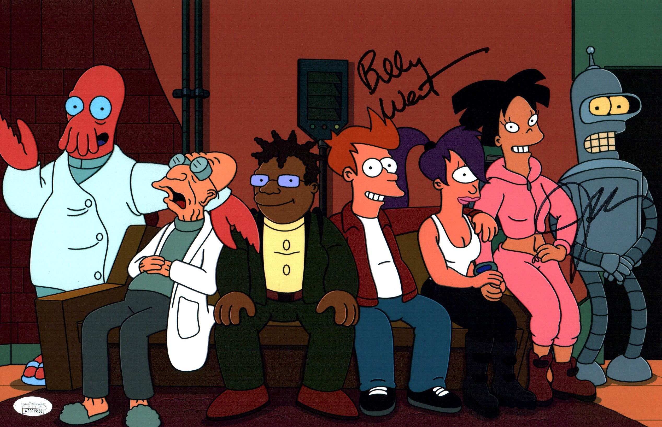 Futurama 11x17 Photo Poster Cast x2 Signed Billy West, John DiMaggio JSA Certified Autograph