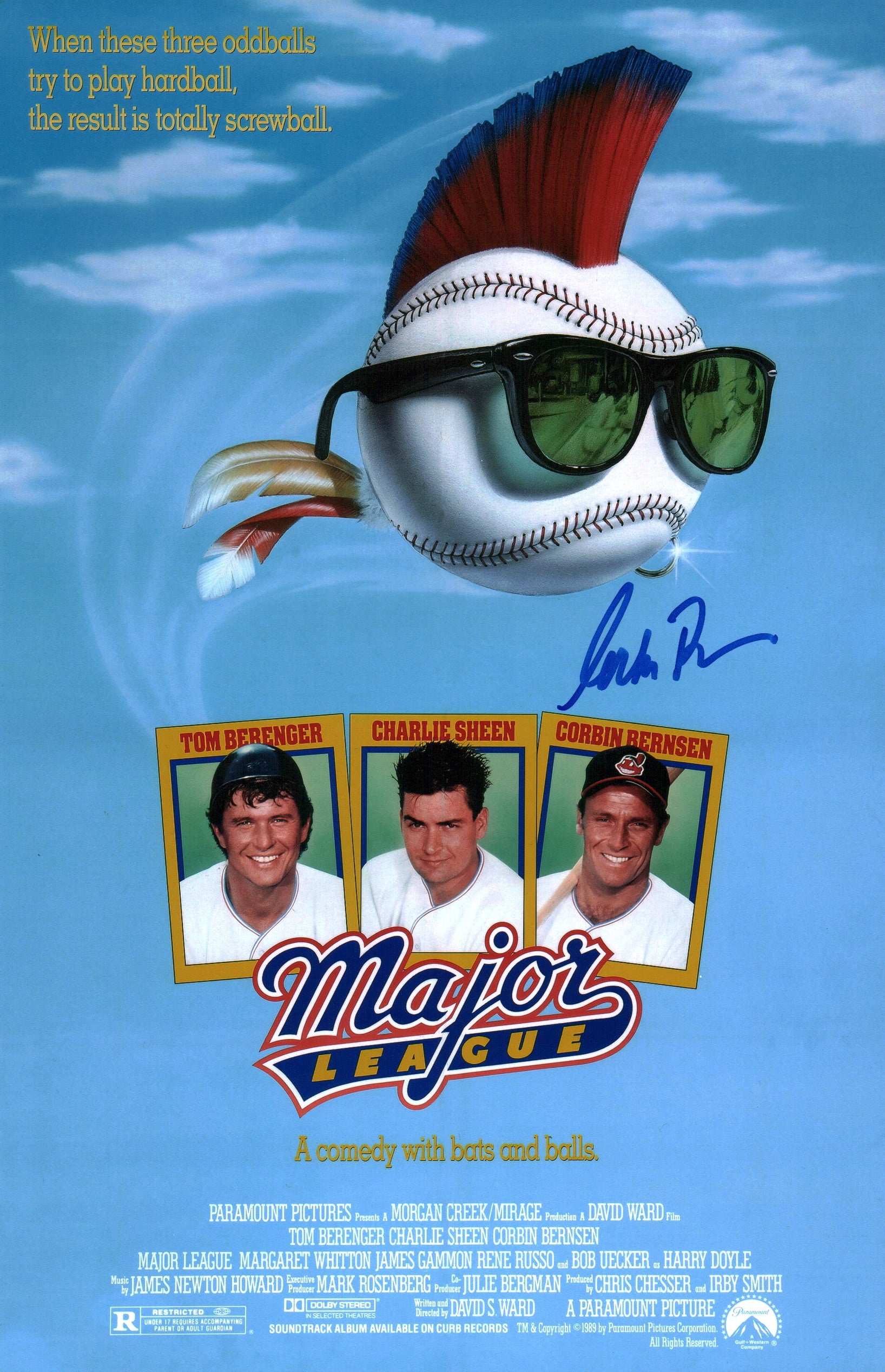 Corbin Bernsen Major League 11x17 Signed Photo Poster JSA Certified Autograph