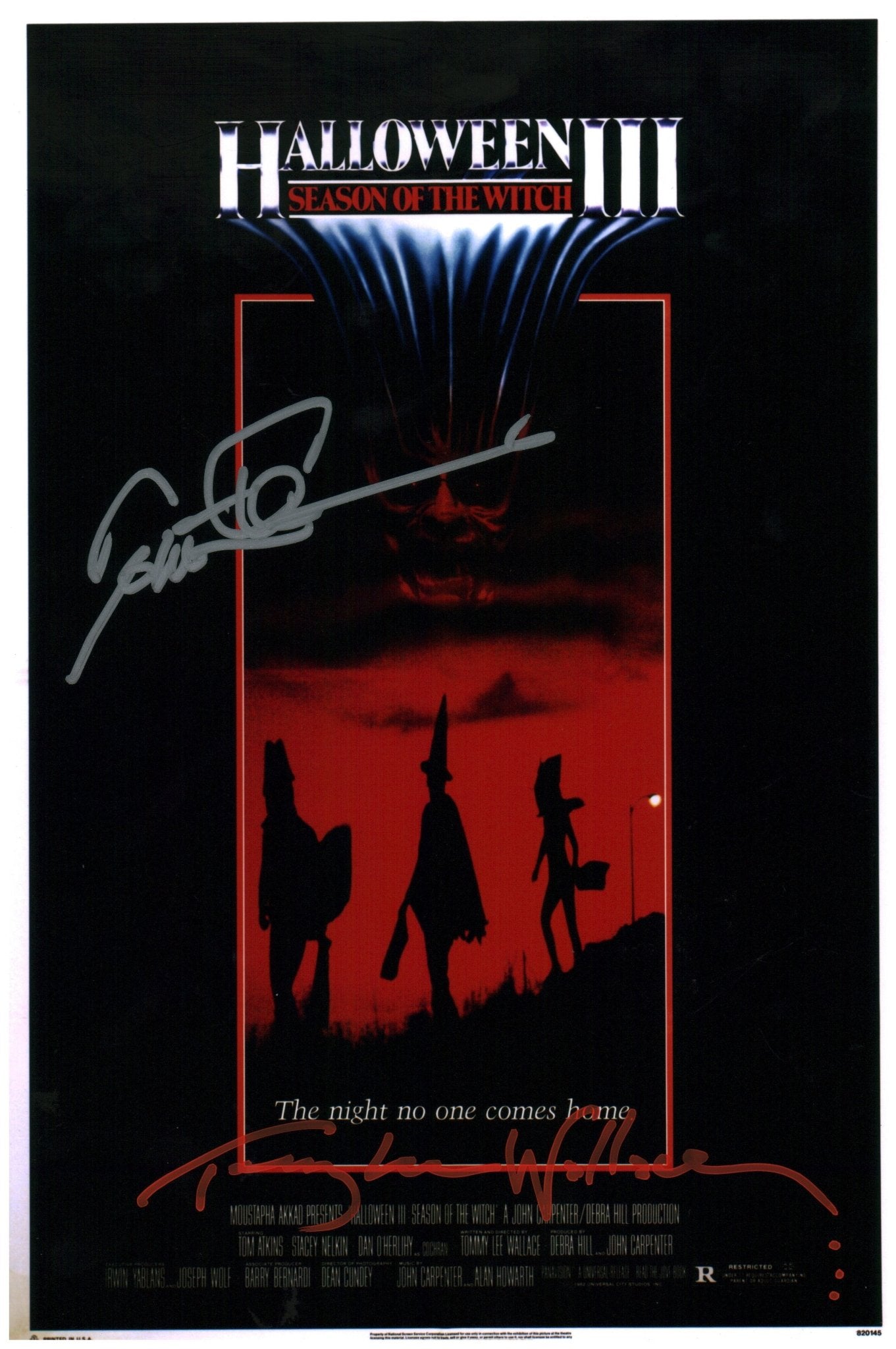 Halloween III 11x17 Cast x2 Signed Photo Atkins, Wallace JSA Certified Autograph