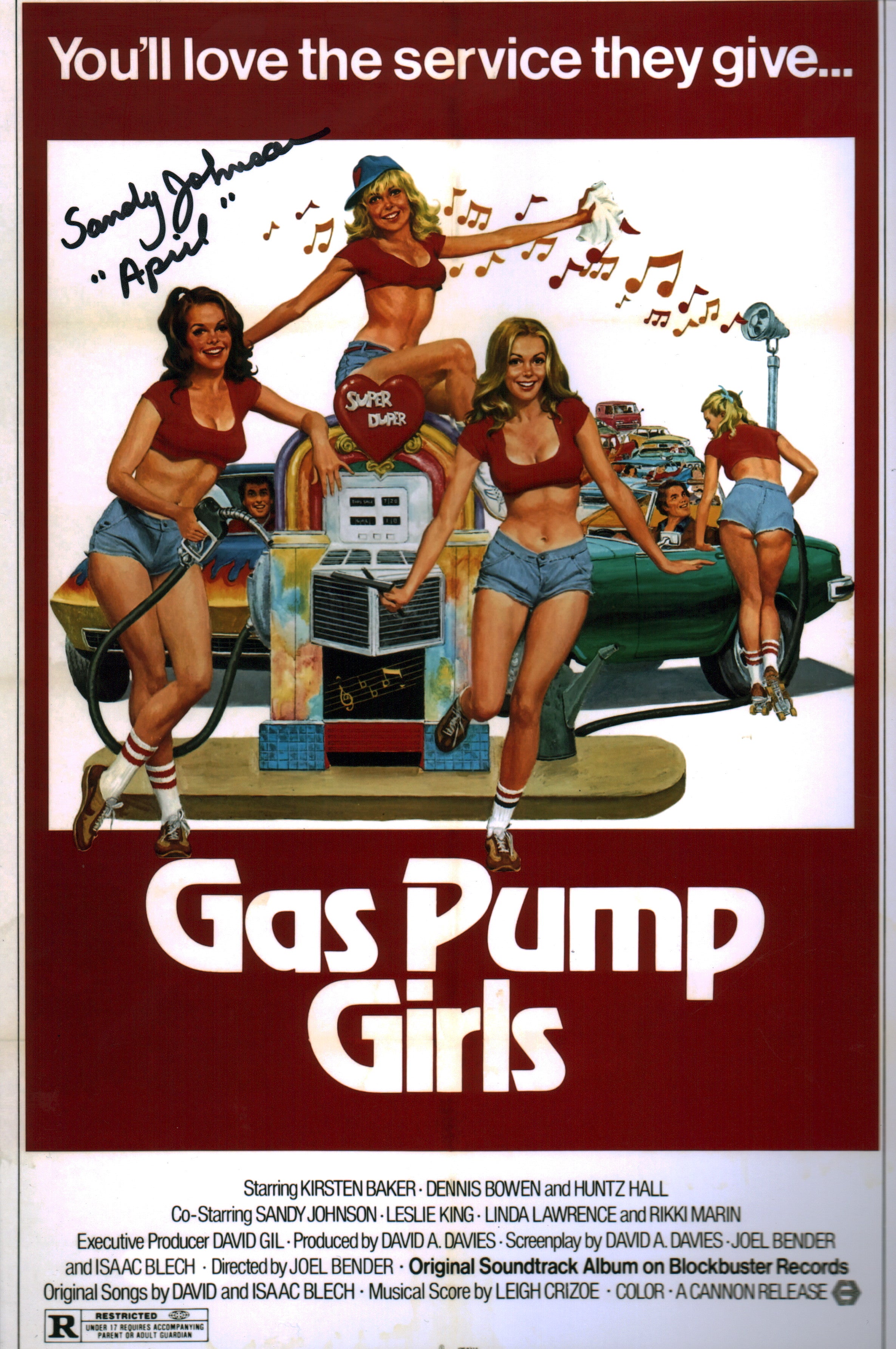 Sandy Johnson Gas Pump Girls 8x12 Signed Photo JSA Certified Autograph