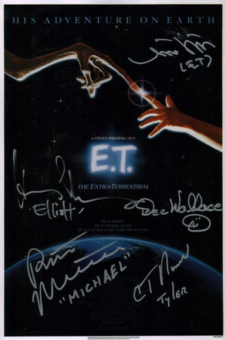 ET The Extra Terrestrial 8x12 Cast x5 DeMeritt Thomas Wallace MacNaughton Howell Signed Photo Poster JSA Certified Autograph