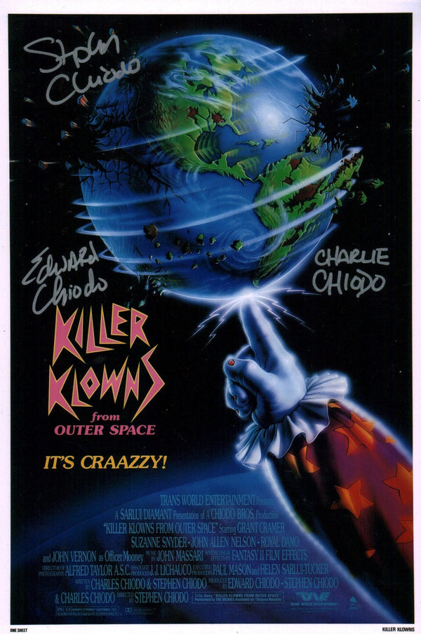 Killer Klowns from Outer space 11x17 Photo Poster Cast x3 Signed Chiodo Brothers JSA Certified Autograph