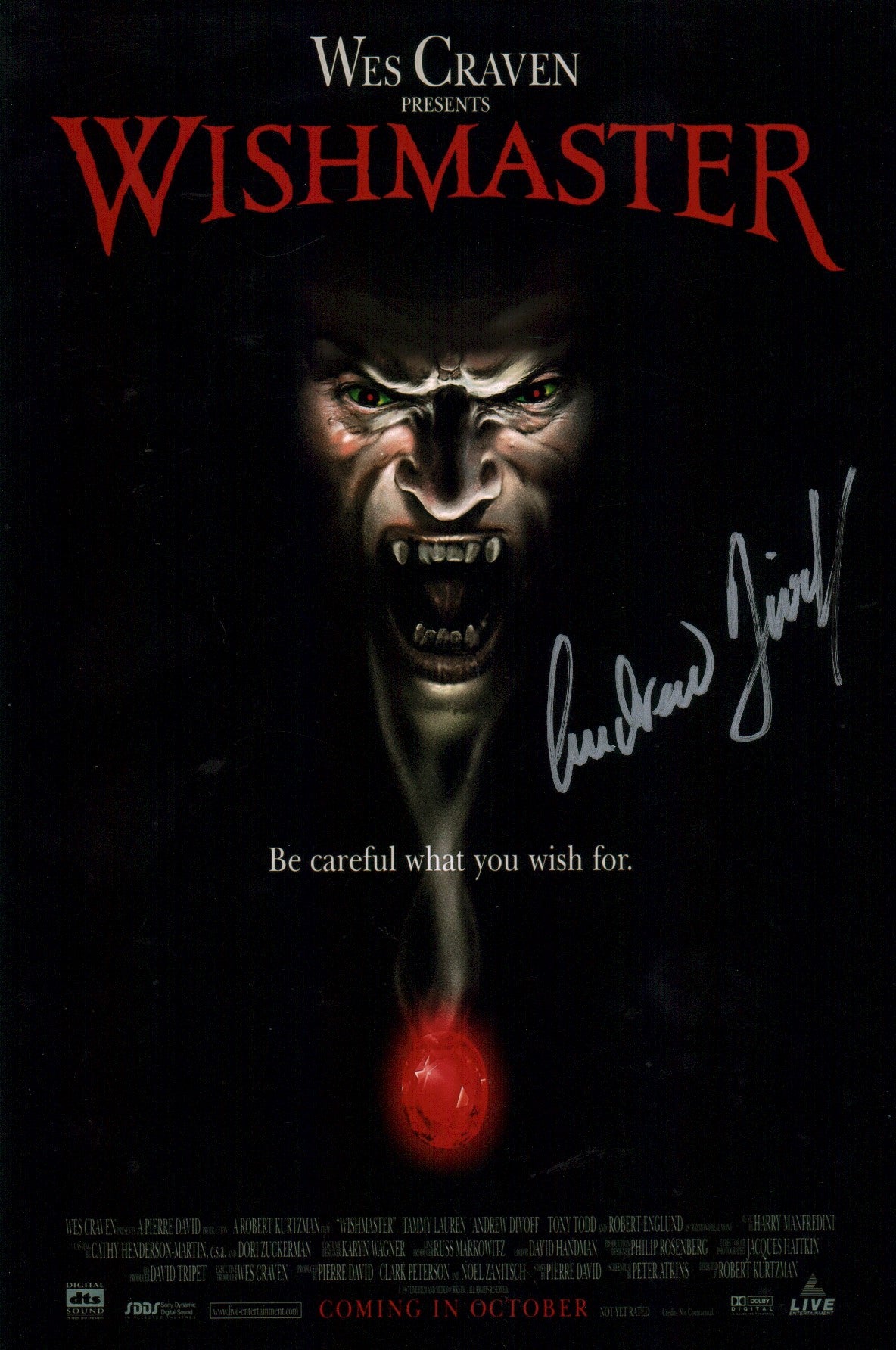Wishmaster Actor Andrew Divoff Wish Master 8x12 Signed Photo Poster JSA Certified Autog