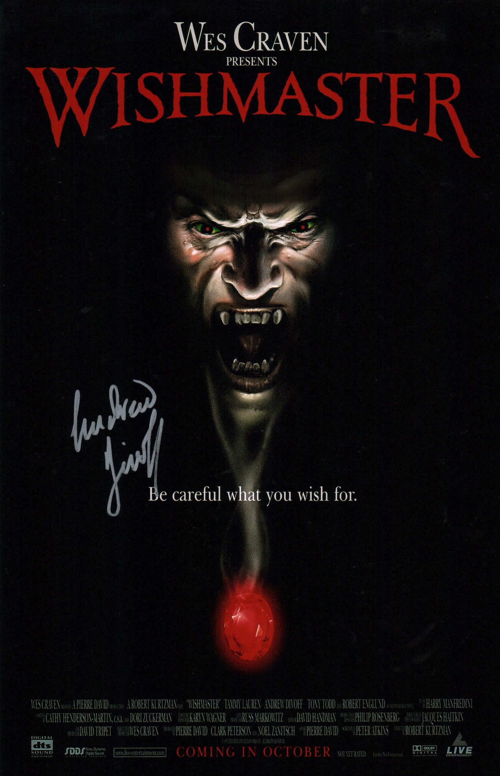 Andrew Divoff Wishmaster 11x17 Signed MINI Poster JSA Certified Autograph