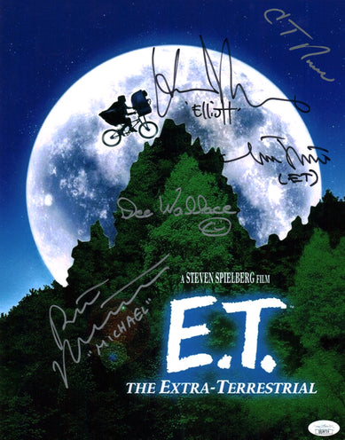 ET The Extra Terrestrial 11X14 Cast x5 DeMerrit Thomas Wallace MacNaughton Howell Signed Mini Poster JSA Certified Autograph