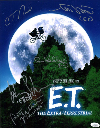 ET The Extra Terrestrial 11X14 Cast x5 DeMerrit Thomas Wallace MacNaughton Howell Signed Mini Poster JSA Certified Autograph