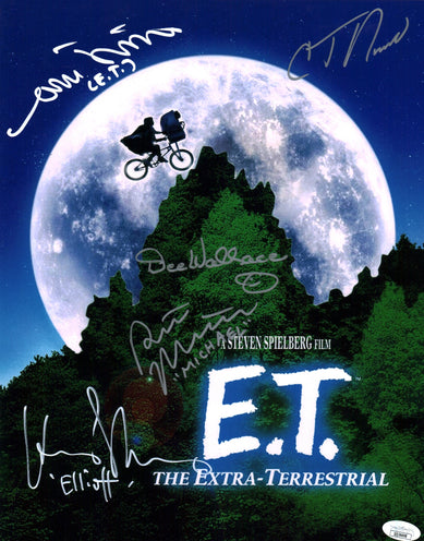 ET The Extra Terrestrial 11X14 Cast x5 DeMerrit Thomas Wallace MacNaughton Howell Signed Mini Poster JSA Certified Autograph