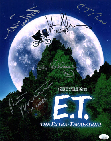 ET The Extra Terrestrial 11X14 Cast x5 DeMerrit Thomas Wallace MacNaughton Howell Signed Mini Poster JSA Certified Autograph