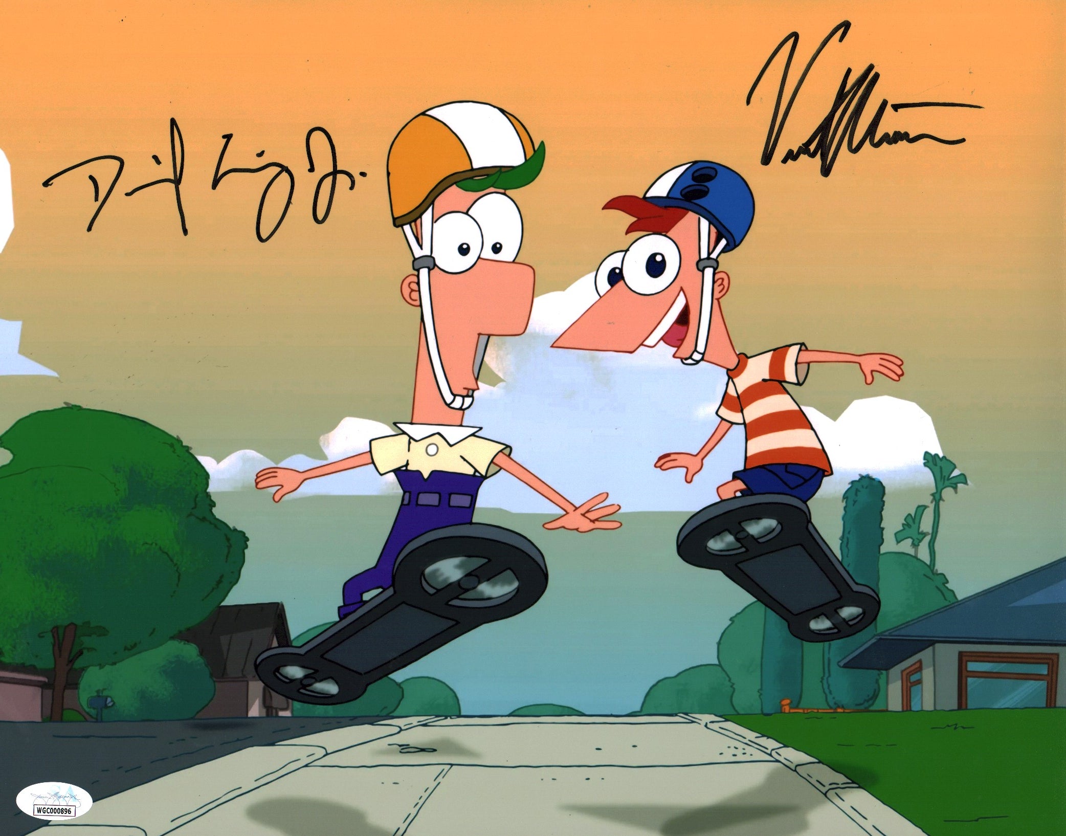 Phineas and Ferb The Movie 11x14 Photo Poster Cast x2 Signed Errigo, Martella JSA Certified Autograph