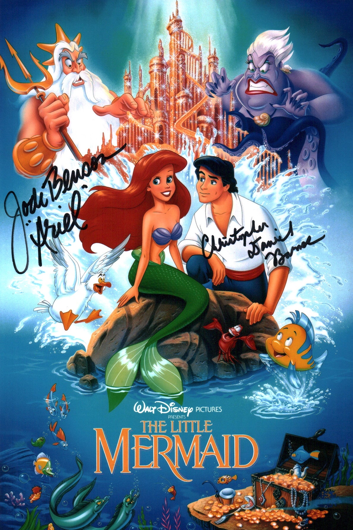 Disney's The Little Mermaid 8x12 Photo Cast x2 Signed Barnes, Benson JSA Certified Autograph