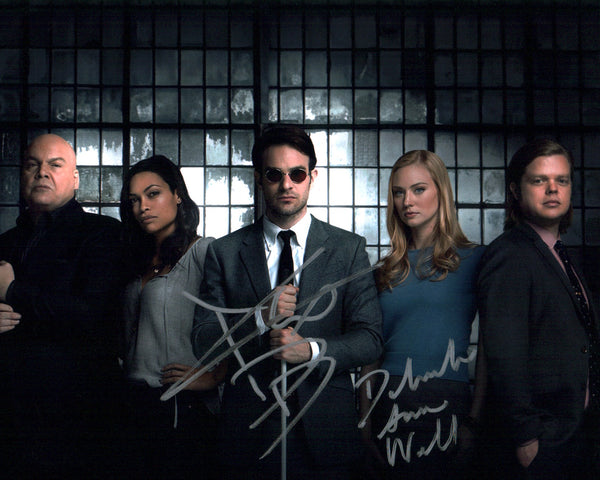 Daredevil 8x10 Photo Cast x2 Signed Cox, Woll JSA Certified Autograph