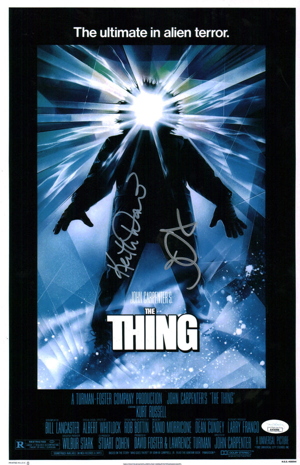 John Carpenter's The Thing 11x17 Cast x2 Signed Photo Poster Carpenter David  Autograph JSA COA