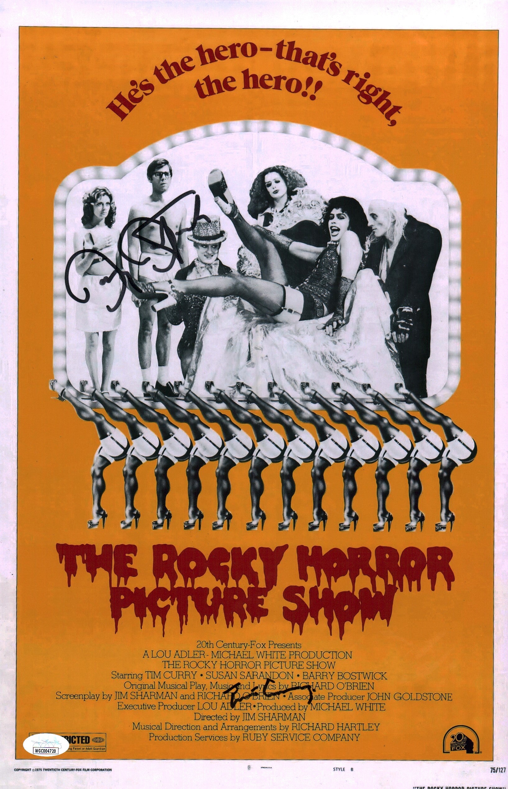 Rocky Horror Picture Show 11x17 Mini Poster Cast x2 Signed Bostwick Curry JSA Beckett Certified Autograph