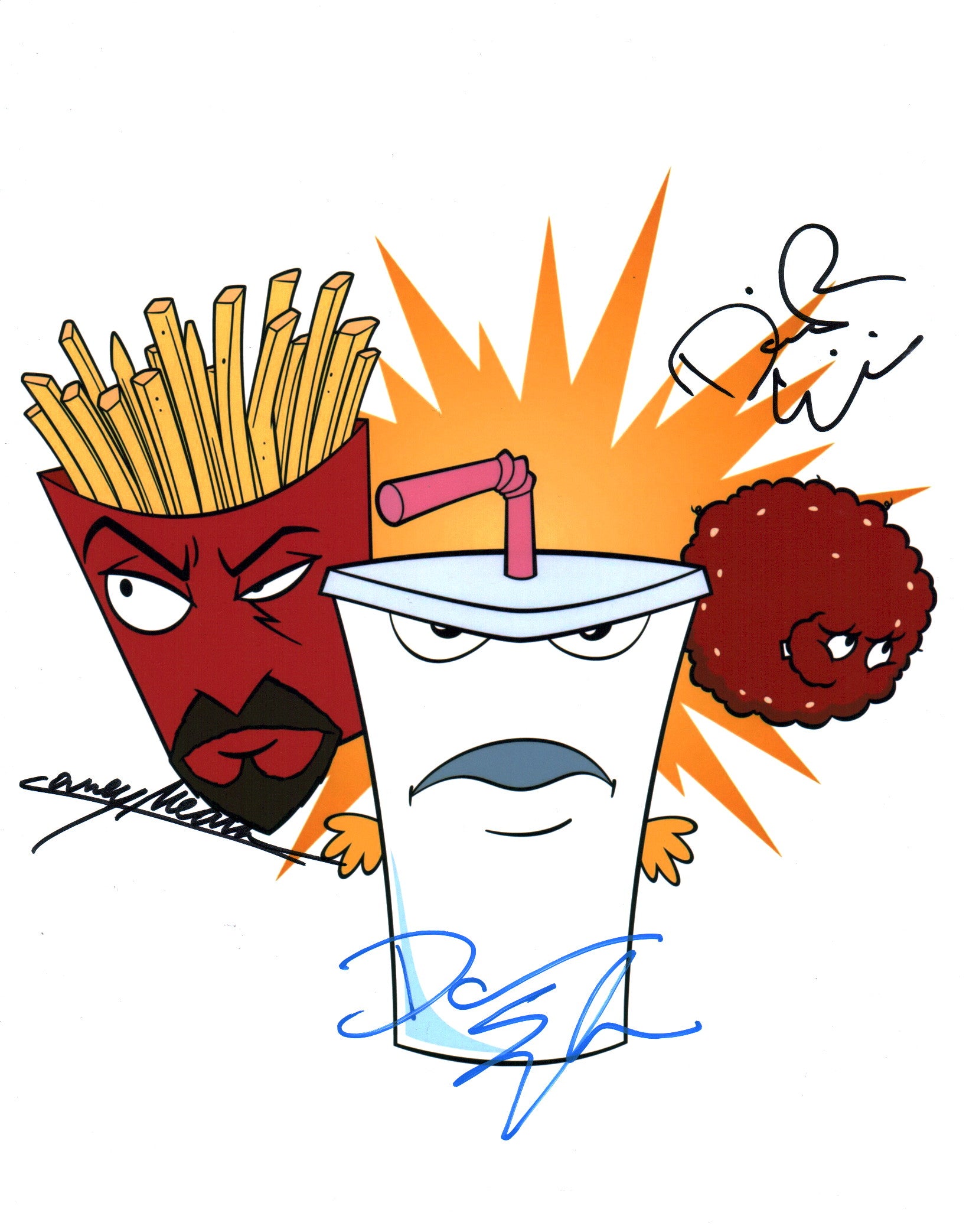 Aqua Teen Hunger Force 11x14 Photo Poster Cast x3 Signed Snyder, Willis, Means JSA Certified Autograph