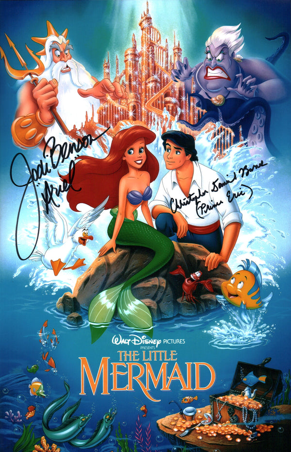 Disney's The Little Mermaid 11x17 Photo Poster Cast x2 Signed Barnes, Benson JSA Certified Autograph