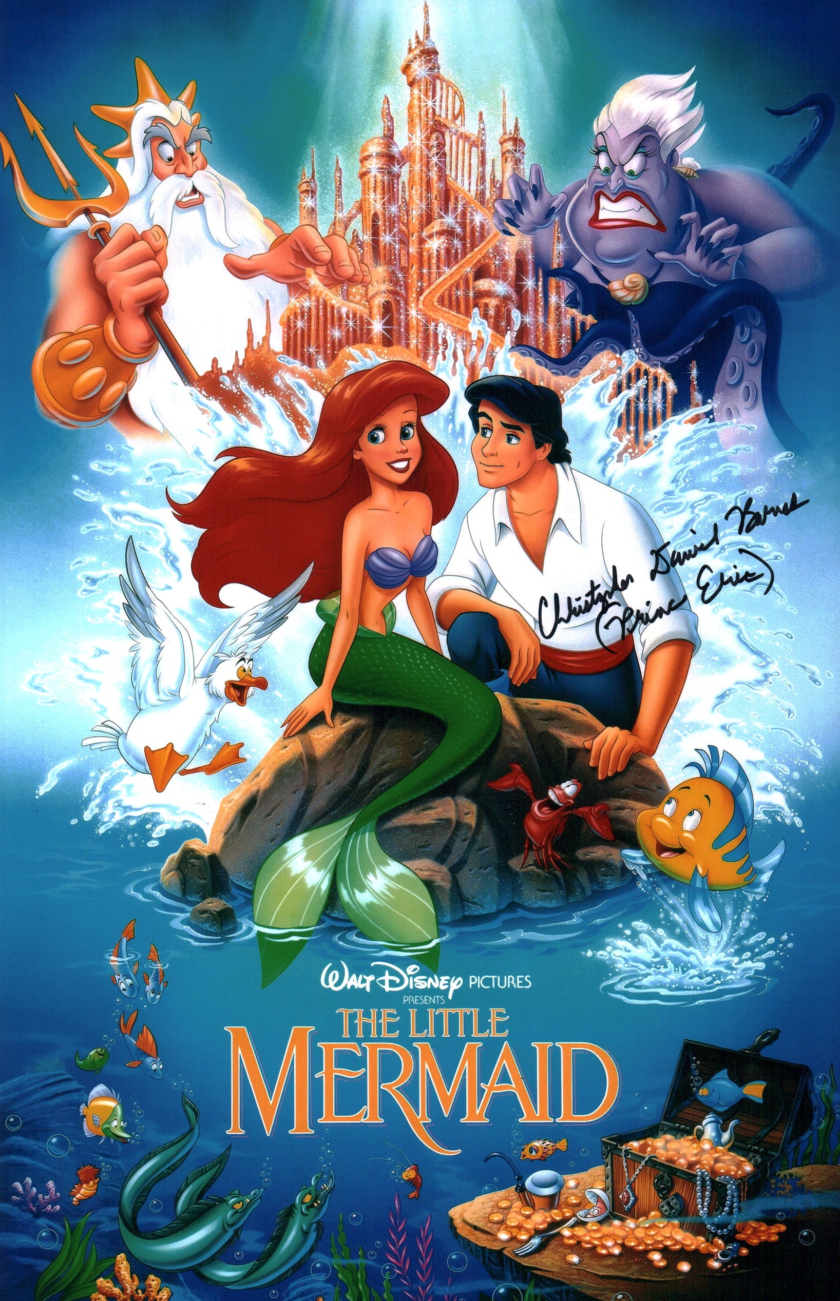 Christopher Daniel Barnes Disney's The Little Mermaid 11x17 Photo Poster Signed Autograph JSA Certified Autograph