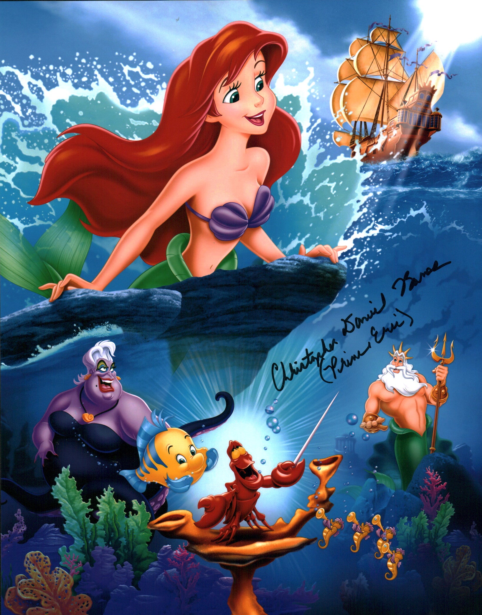 Christopher Daniel Barnes Disney's The Little Mermaid 11x14 Photo Poster Signed Autograph JSA Certified Autograph