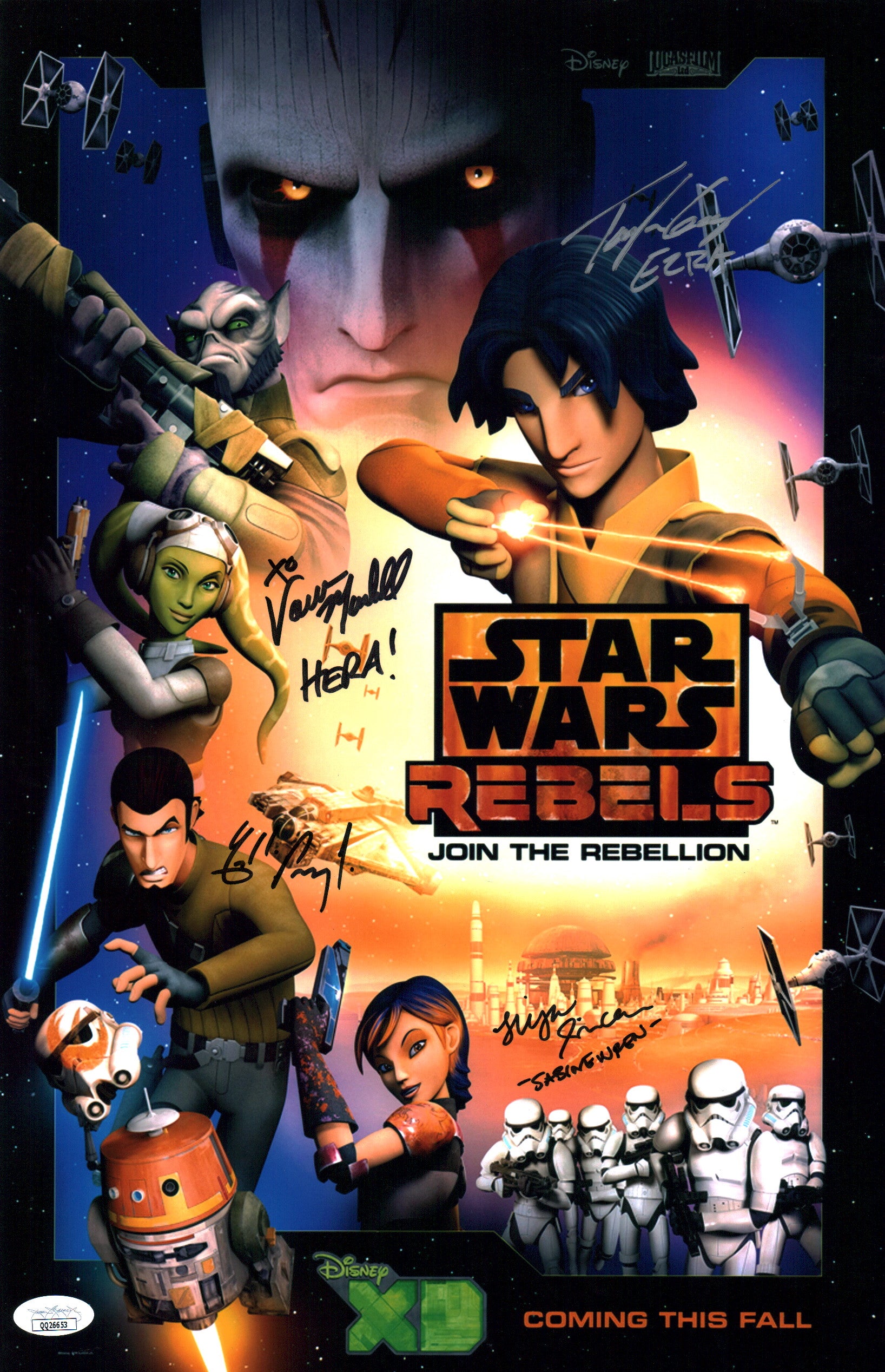 Star Wars Rebels 11x17 Photo Poster Cast x4 Signed Sircar, Marshall, Gray, Prinze Jr. JSA Certified Autograph