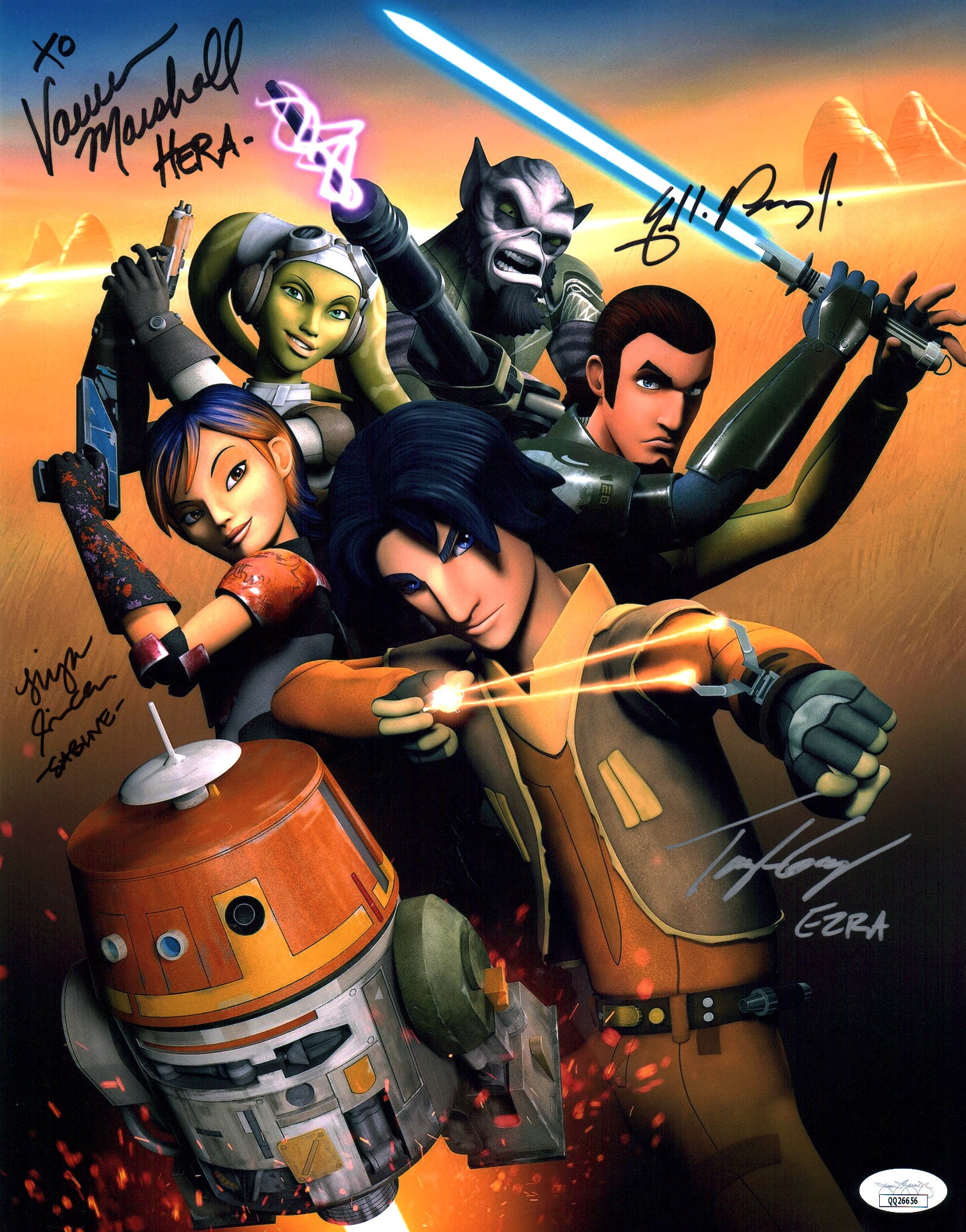 Star Wars Rebels 11x14 Photo Poster Cast x4 Signed Sircar, Marshall, Gray, Prinze Jr. JSA Certified Autograph