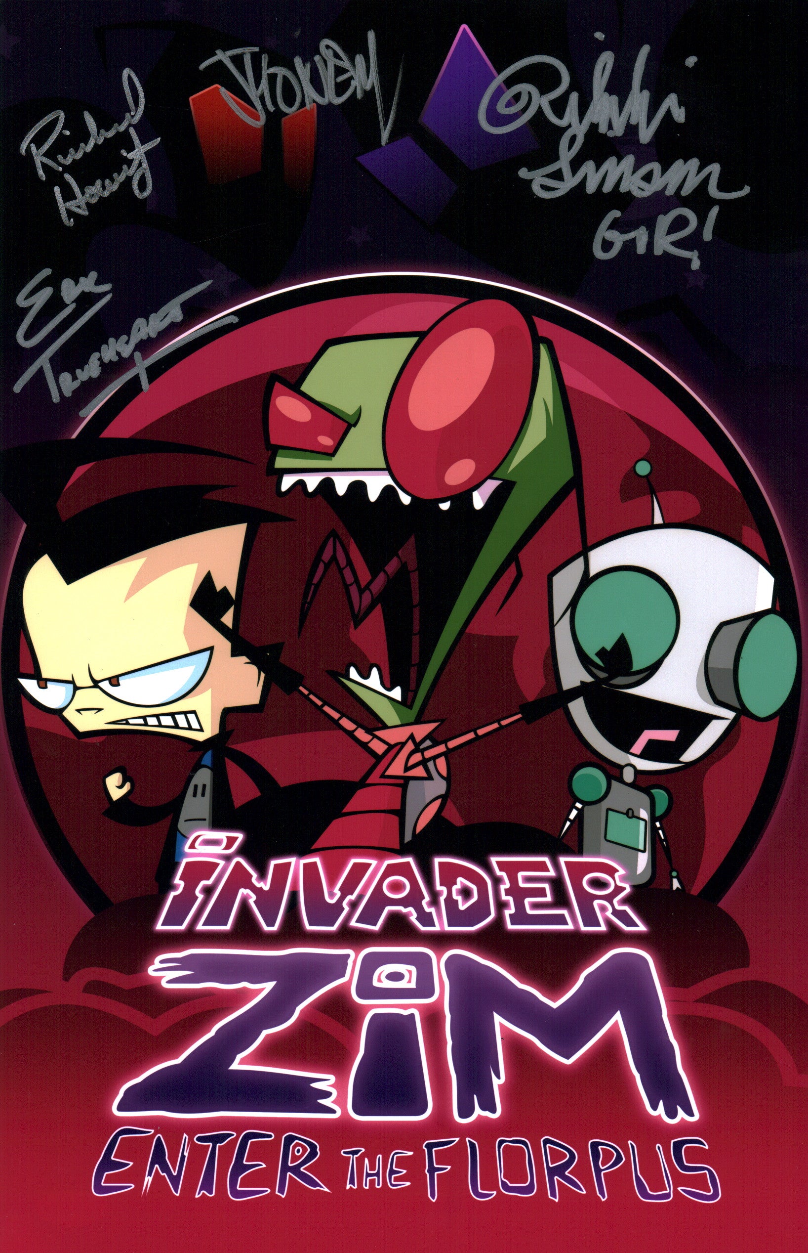 Invader Zim 11x17 Photo Poster Cast x4 Signed Horvitz, Simons, Trueheart, Vasquez JSA Certified Autograph