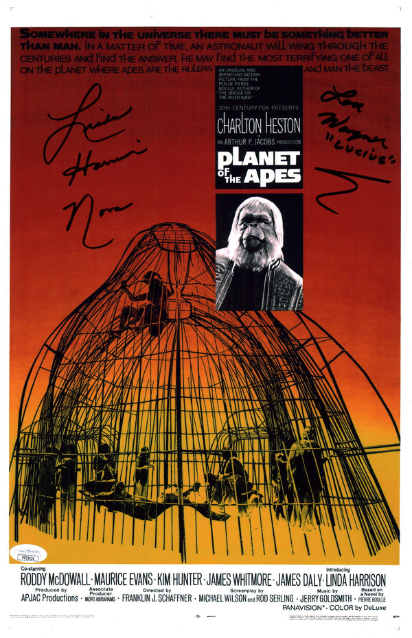 Planet of the Apes 11x17 Photo Poster Cast x2 Signed Harrison, Wagner JSA Certified Autograph