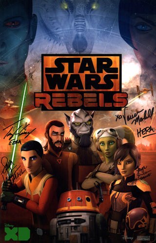 Star Wars Rebels 11x17 Photo Poster Cast x4 Signed Sircar, Marshall, Gray, Witwer JSA Certified Autograph