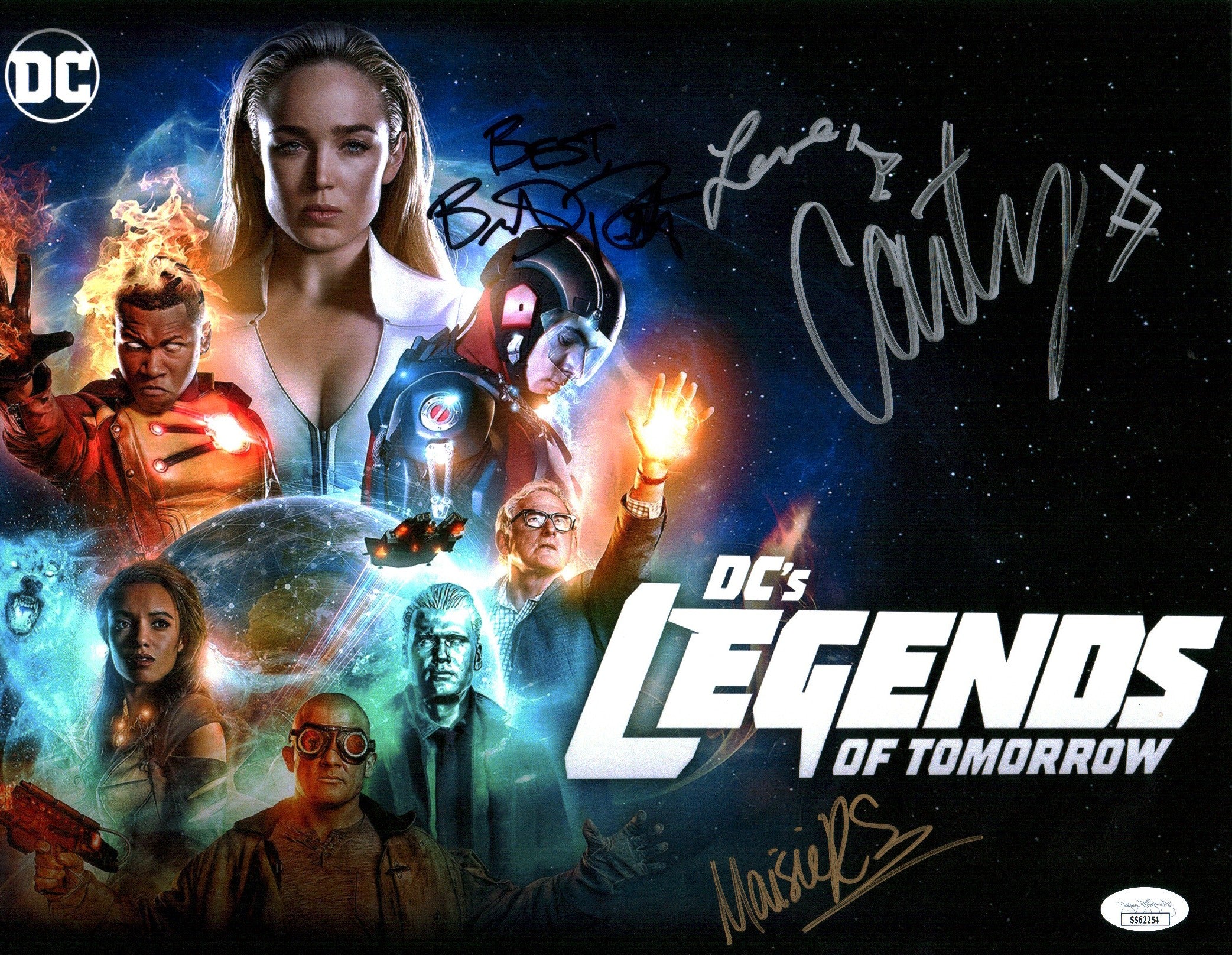 DC Legends of Tomorrow 11x14 Photo Poster Cast x3 Signed Routh, Lotz, Richardson-Sellers JSA Certified Autograph