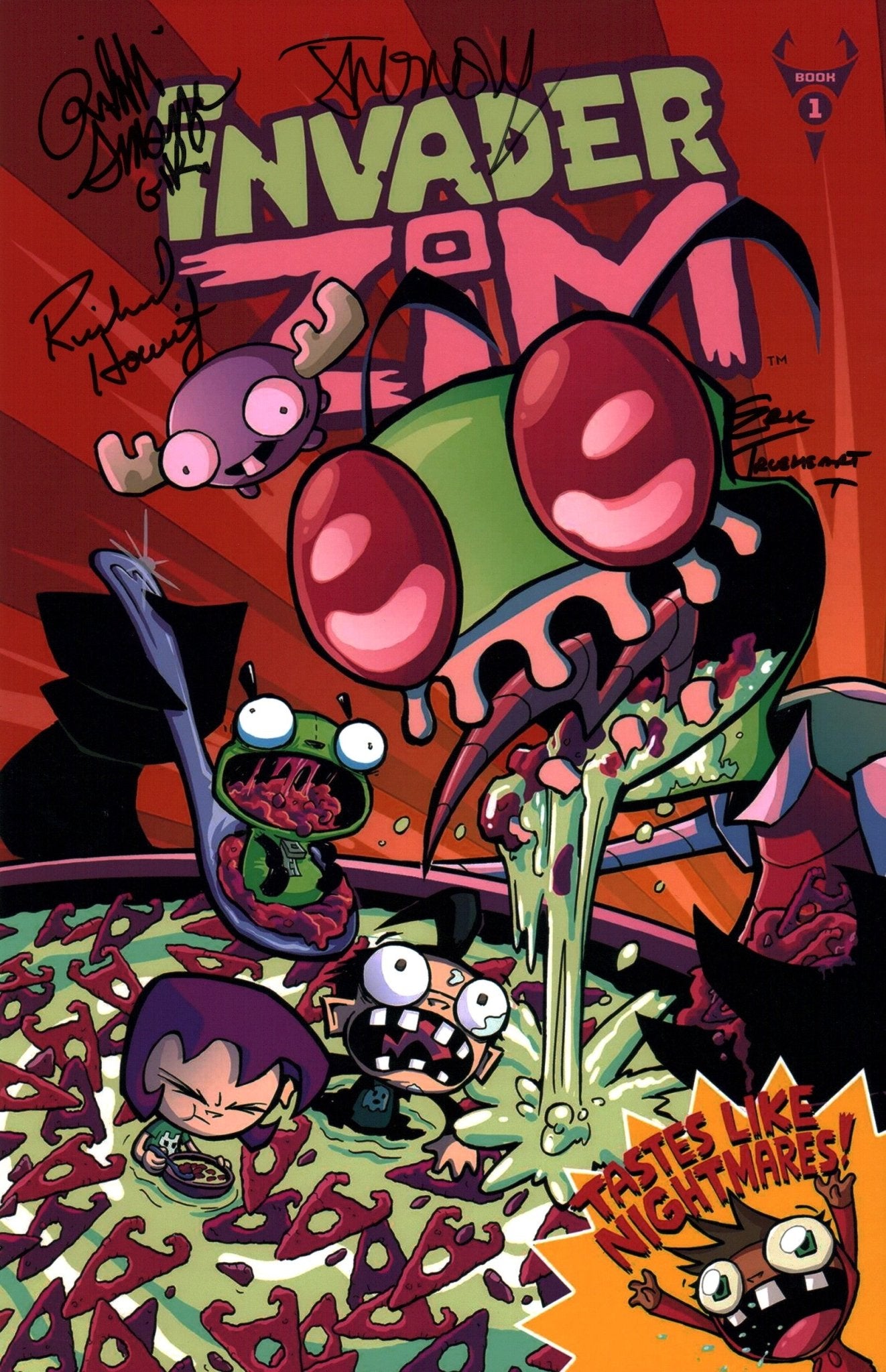Invader Zim 11x17 Photo Poster Cast x4 Signed Horvitz, Simons, Truehea
