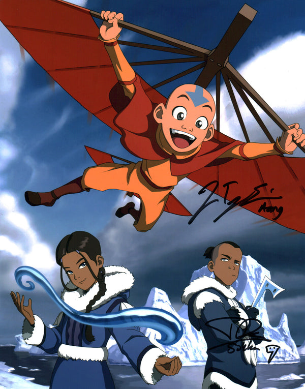 Avatar Last Airbender 11x14 Photo Poster Cast x2 Signed De Sena, Eisen JSA Certified Autograph