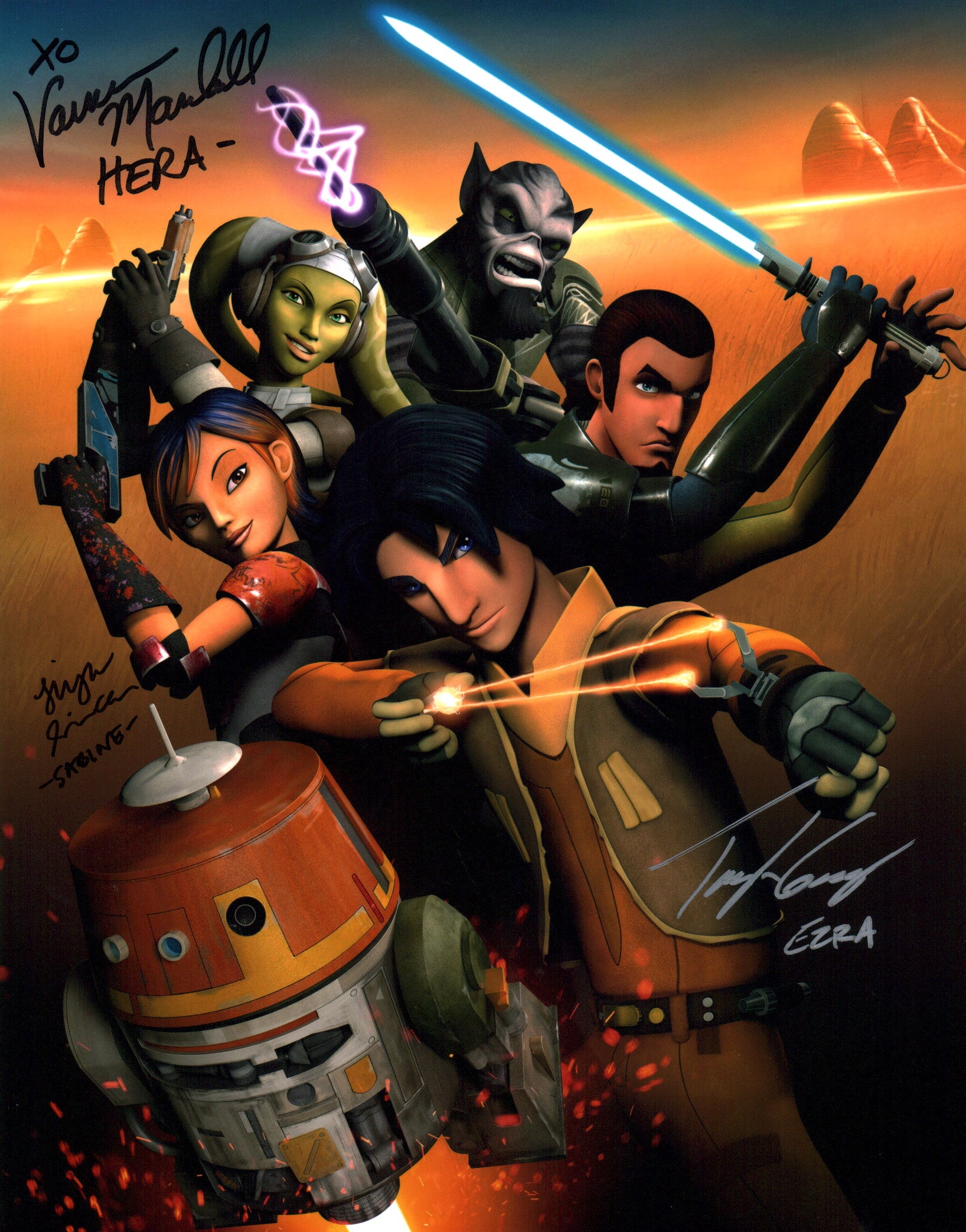 Star Wars Rebels 11x14 Photo Poster Cast x3 Signed Sircar, Marshall, Gray JSA Certified Autograph