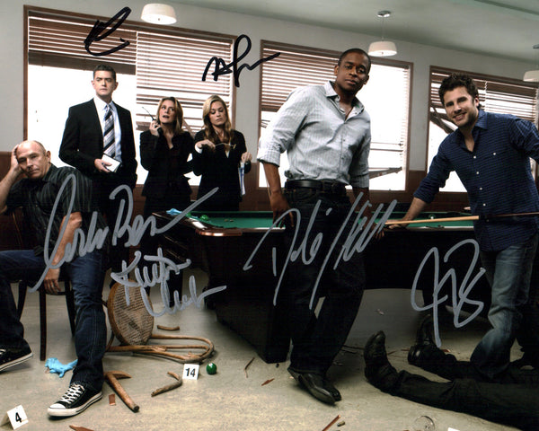 Psych 8x10 Photo Cast x6 Signed Bernsen, Hill, Lawson, Nelson, Omundson, Rodriguez JSA Certified Autograph