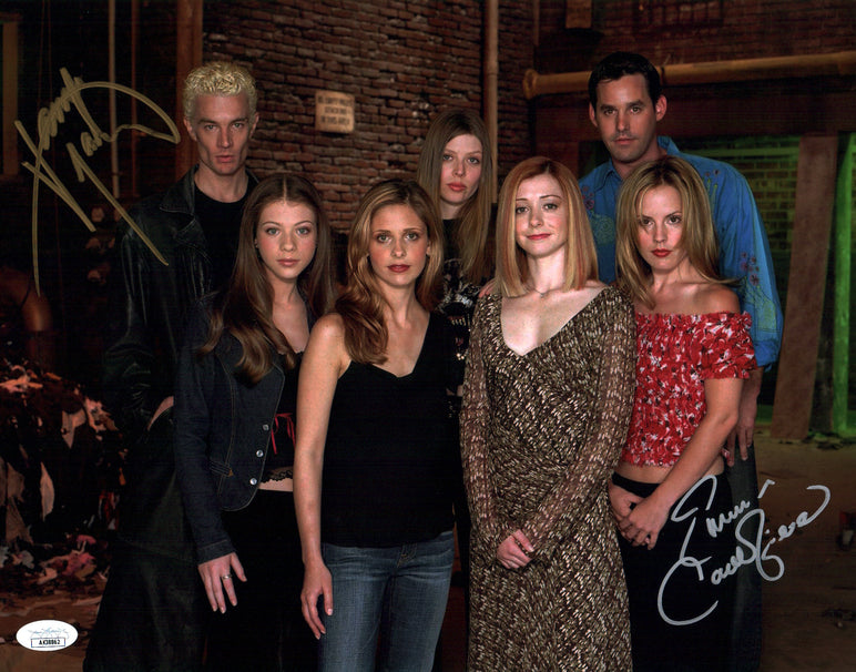 Buffy the Vampire Slayer 11x14 Photo Poster Cast x2 Signed James Marsters, Emma Caulfield JSA Certified Autograph