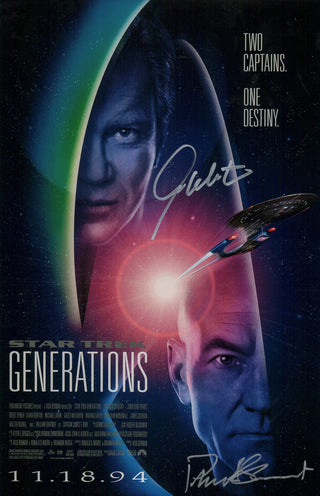 Star Trek Generations 11x17 Mini Poster Cast x2 Signed Shatner Stewart JSA Certified Autograph