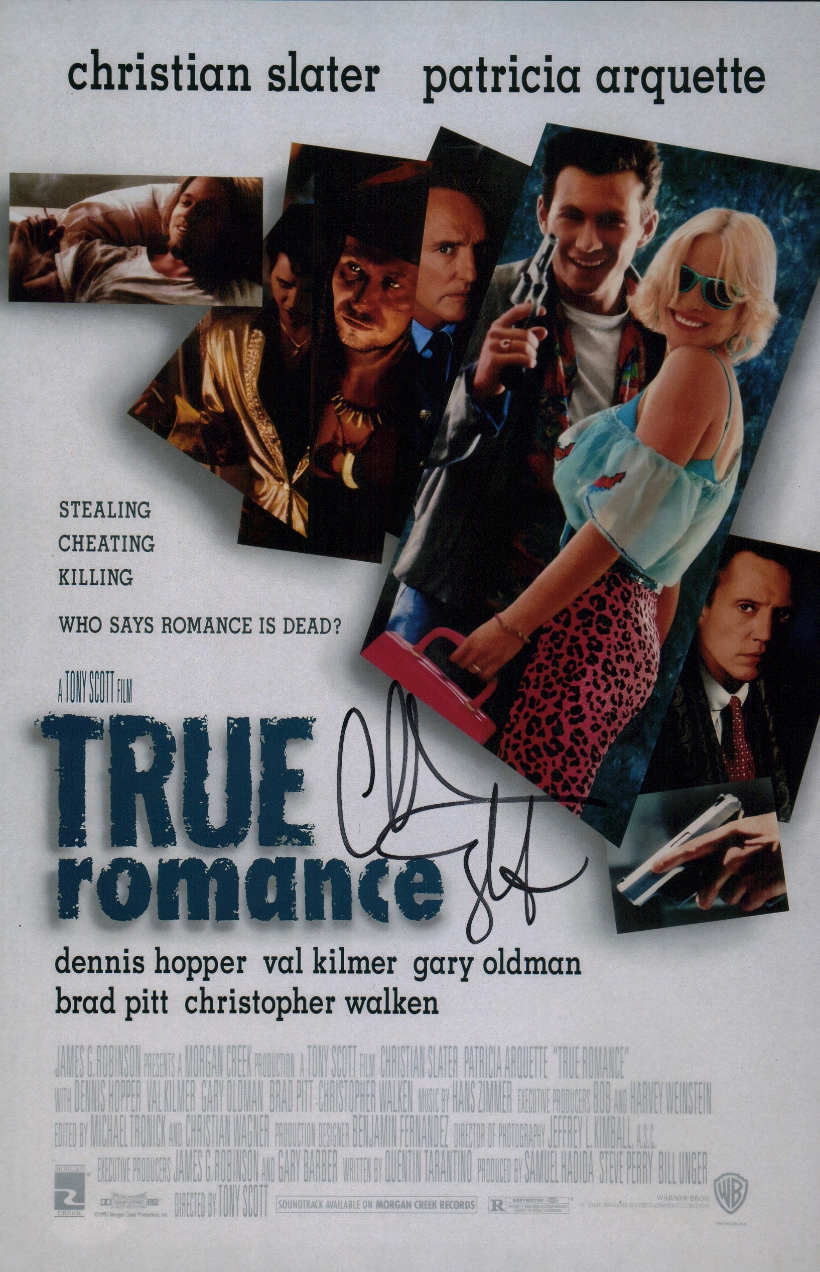 Christian Slater True Romance 11x17 Signed Photo Poster JSA Certified Autograph