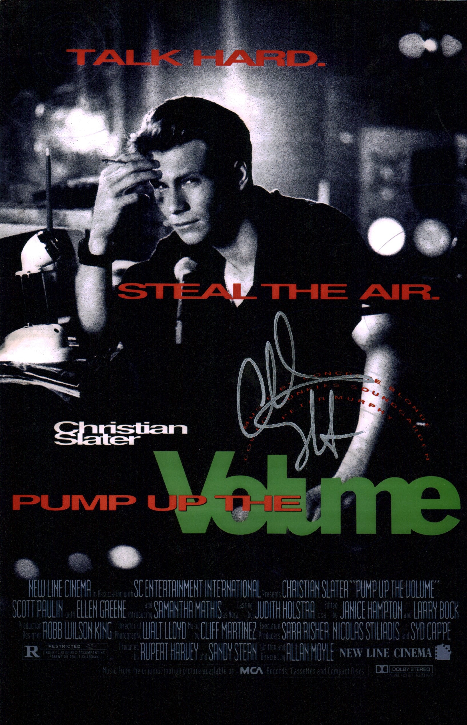 Christian Slater Pump Up The Volume 11x17 Signed Photo Poster JSA Certified Autograph