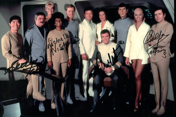 Star Trek 8x12 Photo Cast x4 Signed Shatner, Koenig, Nichols Takei JSA Certified Autograph