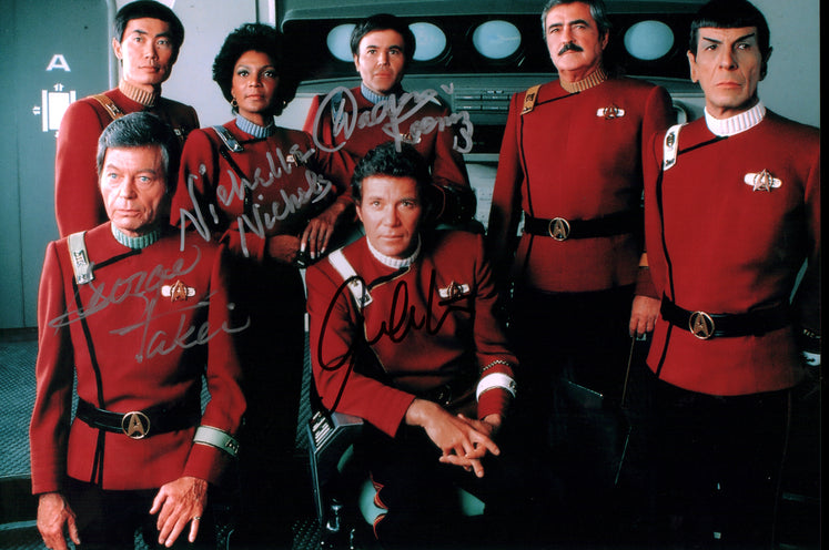 Star Trek 8x12 Photo Cast x4 Signed Shatner, Koenig, Nichols Takei JSA Certified Autograph